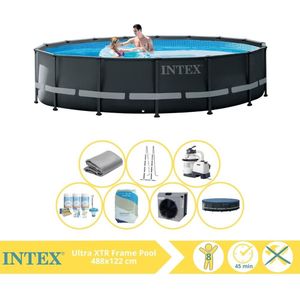 Intex Ultra XTR Frame Zwembad - Opzetzwembad - 488x122 cm - Inclusief Onderhoudspakket, Filterzand en Warmtepomp CP