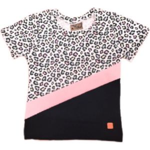 T-shirt panter roze/roze/zwart maat 48