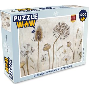 Puzzel Bloemen - Waterverf - Stilleven - Bruin - Vintage - Legpuzzel - Puzzel 1000 stukjes volwassenen