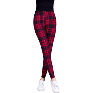 Sara Shop /  legging met geruit patroon / Yogalegging / Yogabroek / Highwaist legging / High Waist Sport Legging / Dames Sport legging / Zwart-Rood/ Maat S
