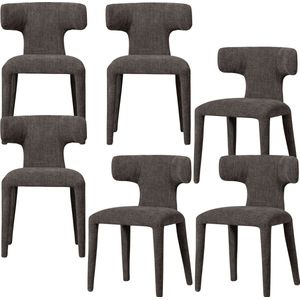 BePureHome Permit Eetkamerstoelen - Polyester - Espresso - Set van 6