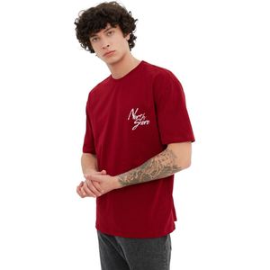 Trendyol Claretrood Oversized/Wijd Gesneden T-Shirt Van 100% Katoen Met Tekstprint Tmnss20Ts1099