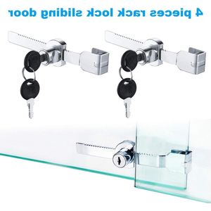 4 stuks glazen schuifdeur slot - kastveiligheidsslot vitrine - inclusief 8 sleutels