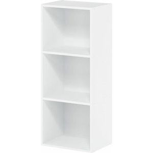 Luxe 3-laagse witte boekenkast voor opslag - Furinno Luder"" Beside shelf