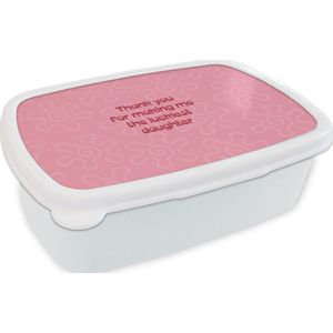 Broodtrommel Wit - Lunchbox Tekst - Rood - Moederdag - Brooddoos 18x12x6 cm - Brood lunch box - Broodtrommels voor kinderen en volwassenen