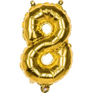 Boland - Folieballon '8' goud (36 cm) 8 - Goud - Cijfer ballon