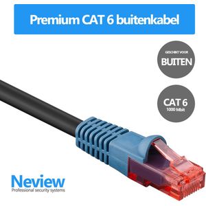 Neview - 10 meter premium UTP buitenkabel - CAT 6 - Zwart - UV bestendig - (netwerkkabel/internetkabel)