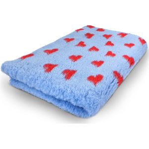 Vet Bed - Lichtblauw met Rode Hartjes - Antislip Hondenmat - 2 Stuks - 75 x 50 cm - Lichtblauw met Rode Hartjes - Waterafstotend - Latex Antislip - Benchmat Hond - Hondendeken - Hondenkleed - Machinewasbaar
