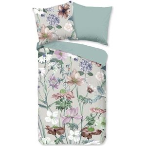 Bloemen Dekbedovertrek 155x220 cm - Pastel Bloemenprint - Multi - 1 Persoons - 100% Katoen - Oeko-Tex Gecertificeerd
