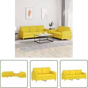 The Living Store 2-delige Loungeset met kussens stof lichtgeel - Loungeset - Bankstel - Tweezitsbank - Driezitsbank - Stoffen Bank