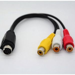 Coretek Mini DIN 9-pins / Mini Scart - Tulp Composiet 3RCA kabel - 0,20 meter