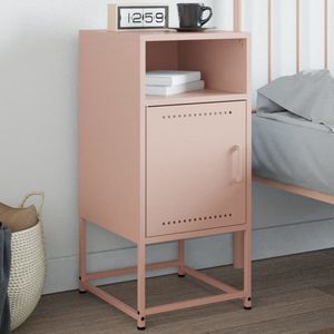 vidaXL Nachtkastje - Staal - Roze - 36x39x78 cm Nachtkaste - Industrieel Design - Roestvrijstalen Nachttafel - Nachtaandacht - Slaapkamer Meubilair