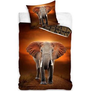 Animal Pictures Dekbedovertrek, Olifant - 140 x 200 cm + 60 x 70 cm - Katoen