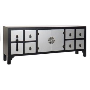 TV-tafel met Laden DKD Home Decor Spar Zilverkleurig Zwart Hout MDF 130 x 24 x 51 cm