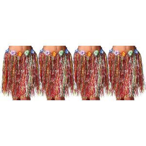 Toppers - Fiestas Guirca Hawaii verkleed rokje - 4x - voor volwassenen - multicolour - 50 cm - hoela rok