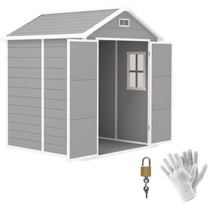 Outsunny-Gartenhaus-Kunststoff, Aluminium-182L x 151B x 219H cm-Grau