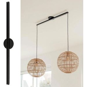 Lightswing® Twin 110cm - Ophangsysteem voor twee Hanglampen tot 2,5 KG per lamp - Mat Zwart - 90cm Verplaatsbare Verlichting - Verstelbare Lamp Systeem