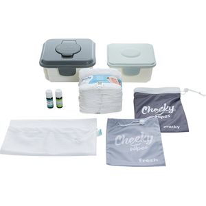 Cheeky Wipes - All-in-One Kit 25 Doekjes Biologisch Katoen - Wit - Zero Waste - Herbruikbaar - GOTS-gecertificeerd