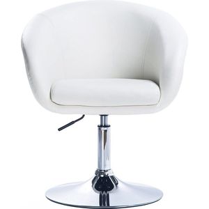 1 Barkruk Fauteuil in hoogte verstelbaar,Barstoel 360°Draaistoel in Kunstleer,Wit BH24ws-1