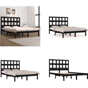 vidaXL Bedframe massief grenenhout zwart 150x200 cm 5FT King Size - Bedframe - Bedframes - Bed - Bedbodem