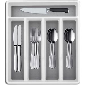 Bestekorganizer voor Lade - Keuken Organizer met 5 Rasters - Wit