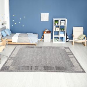Ultrazacht modern luxe pluizig vloerkleed grijs effen patroon - tapijt voor woonkamer slaapkamer kinderkamer - 120 x 170 cm vloerkleed