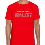 Where the fuck is Wally verkleed t-shirt rood voor heren - carnaval / feest shirt kleding L