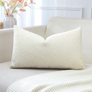 JGS ® Moderne Sierkussensloop van Bouclé Stof voor Huisdecoratie in Crèmebeige, 40 x 60 cm