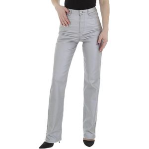 Dilena fashion Ledere zilver metalic broek