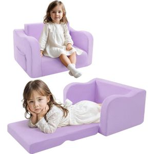 NMS® Kindersofa - Kinderzetel - Kinderbank 2 in 1 - 43x60x30cm - Lila