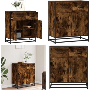 vidaXL Dressoir 68x35x76 cm bewerkt hout gerookt eikenkleurig - Dressoir - Dressoirs - Opbergkast - Wandkast