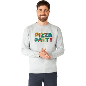 OppoSuits TMNT™ Pizza Time - Heren Sweater - Turtles Trui - Grijs - Maat: XL