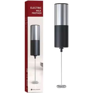 Cherchie - Elektrische Melkopschuimer - Melk Opschuimer Handmatig - Koffie Mini Mixer - Draadloos op Batterijen - Zonder Stekker - Handig op de Camping - Zwart/Zilver