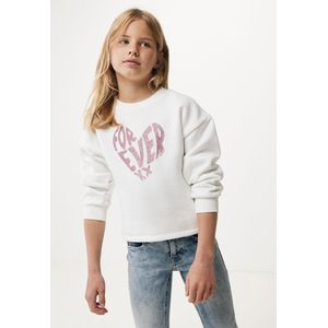 Crew Neck Sweater With Sleeve Detail Meisjes - Off White - Maat 110-116