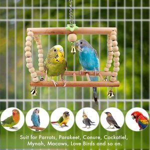 Speelgoed voor Vogels,Vegena 7 PCS Vogel Papegaai Speelgoed,Houten Vogel Kauwen Speelgoed,Hangend Bel,Schommelen en Klimmen,Vogels Kooi Speelgoed voor Parkieten,Papegaaien,Valkparkieten,Vinken,Ara‘s