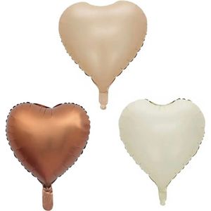 3 grote folie ballonnen hart bruin, nude en ivoor - folie - ballon - hart - bruin - nude - ivoor - decoratie