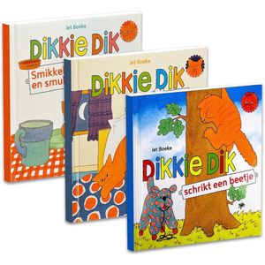 Dikkie Dik boeken - 3 voorleesboeken van Dikkie Dik - Voordeelbundel: Schrikt een beetje + Speelt verstoppertje + Smikkelen en smullen - Hardcover - Voorleesboek baby/peuter - 0 jaar / 1 jaar / 2 jaar / 3 jaar