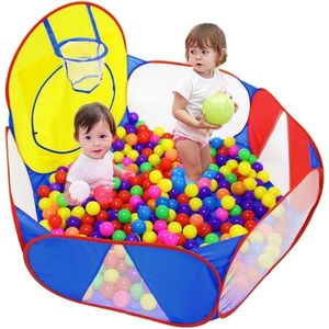 Ballenbak voor kinderen, grote pop-up ballenbak voor peuters, speelhuisje, babybox, met basketbalring en opbergtas met ritssluiting, 120 cm, ballen niet inbegrepen