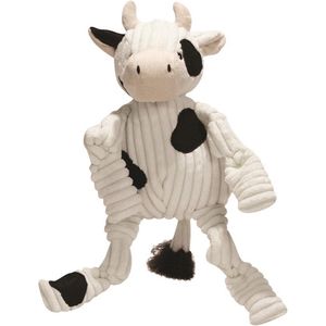 HuggleHounds - Dottie Cow Knottie™ – Hondenknuffel - Sterke Knuffel met Tuffut Technology - Machine wasbaar - XS/S/L - Knottie Cow - Large