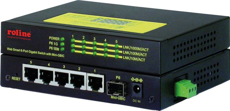 ROLINE Industriële Gigabit Switch, 5x RJ-45 + 1x SFP