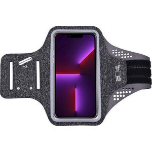 Geschikt voor iPhone 13 Pro hardloop telefoonhouder – armband - sportband - van stof - Zwart