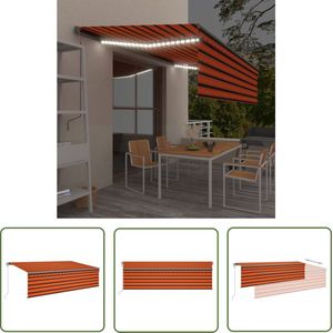 The Living Store Uitschuifbare Luifel - 5 x 3 m - Polyester - Oranje/Bruin