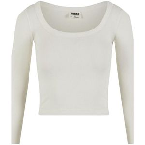 Urban Classics - Organic Rib Jersey Wide Neck Crop top - XL - Gebroken wit