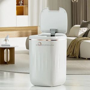 Badkamer prullenbak Elektrisch - Badkamer prullenbak met Sensor 24 Liter - Waterdichte Prullenbak - Infrarood Sensor - Sensor Prullenbak RVS 24 Liter - Wit