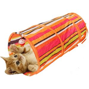 Nobleza Speeltunnel katten - Kattentunnel - Kattenspeelgoed - Kattenspeeltjes - Balletje met bel - 90 cm - Oranje