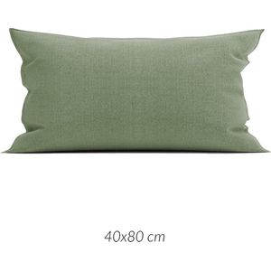 2x Warme Flanel Sierkussenslopen Vintage Groen | 40x80 | Luxe En Hoogwaardig | Heerlijk Zacht | 170 gr/m2 | Beschikbaar In Verschillende Kleuren