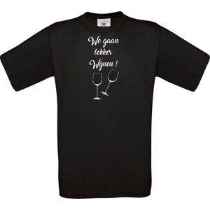 mijncadeautje T-shirt - unisex - Lekker wijnen - cadeautip - zwart - maat 3XL