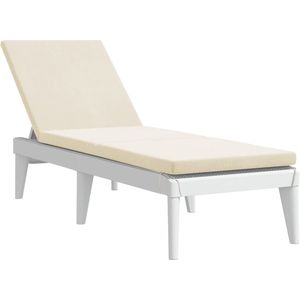 vidaXL Ligbed met kussen 186x60x29 cm polypropeen wit - Ligbed - Ligbedden - Tuinstoel - Tuinmeubel