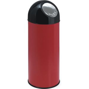 V-part - Afvalbak met pushdeksel 55 ltr - Steel Stainless steel - rood, zwart