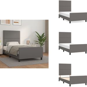 vidaXL Bedframe - Bedframes - Bed - Slaapmeubel - Bedframe met hoofdbord kunstleer grijs 90x200 cm